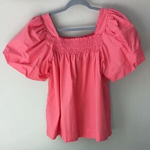 Maeve Coral Puff Sleeve Blouse